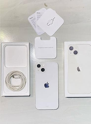 iphone x face id: IPhone 13, 128 GB, Ağ, Zəmanət, Kredit, Simsiz şarj — 1