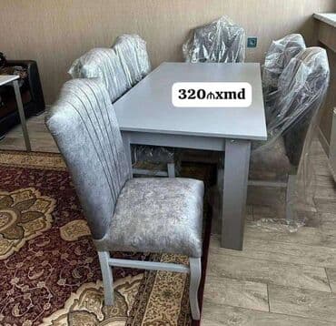 mətbəx ucun stol stullar: Mətbəx üçün, Açılmayan, Dördbucaq masa, 6 stul — 2