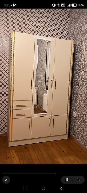 Yataq otağı mebel dəsti - Rəng: krem (qızılı dekor xətləri və qızılı