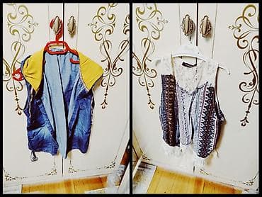Аксессуары: Qadın jiletləri dəsti - 2 ədəd jilet. - Sol şəkil: kapüşonlu denim — 1