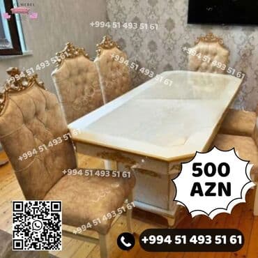 işlənmiş stol stul dəsti sumqayit: Qonaq otağı üçün, Yeni, Açılmayan, Dördbucaq masa, 6 stul — 1