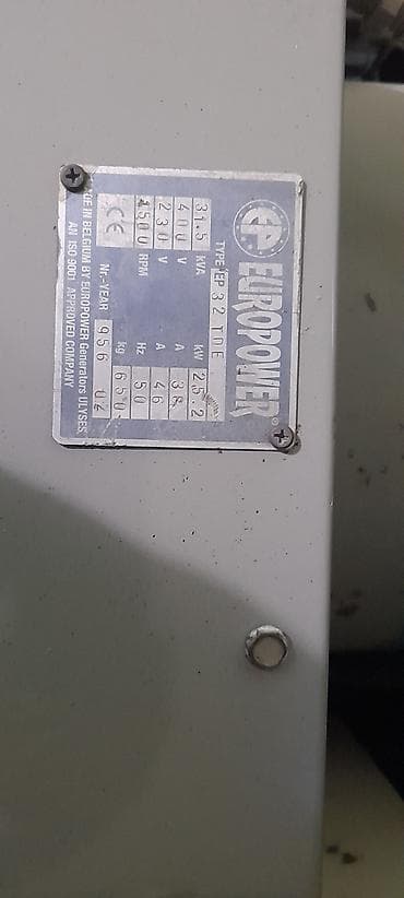 vanna satisi: Europower EP 32 TDE dizel generator Texniki göstəricilər: - Güc: 31.5 — 4