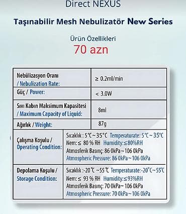 Direct NEXUS Taşınabilir Mesh Nebulizator – Yeni nəsil Qiymət: 70 AZN — 2