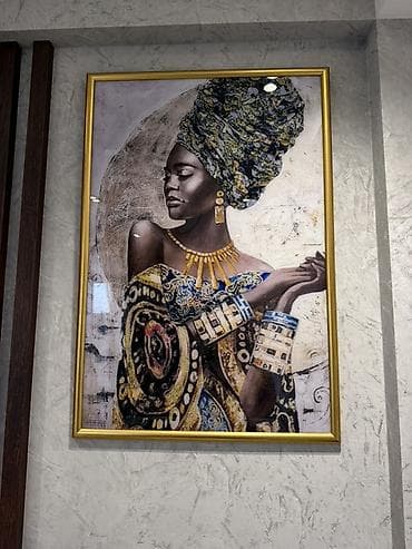 Декор и интерьер: Dekorativ tablo – afrikalı motivli portret - Texnika: yüksək — 2