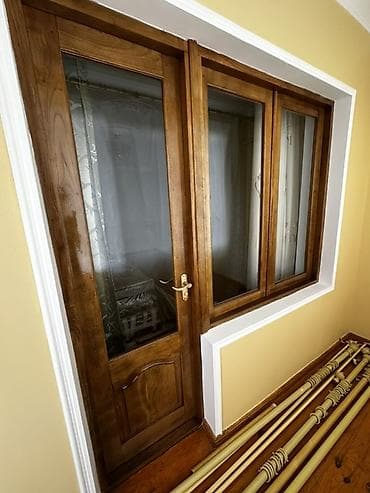 islemis taxtalar: 3 ədət dəst var Eni 1.90 Hündürlüyü2.20 Taxta çərçivəli şüşəli balkon — 1