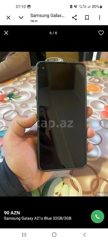 camera sony 1000: Samsung Galaxy A21S, 32 GB, rəng - Mavi, Barmaq izi — 2