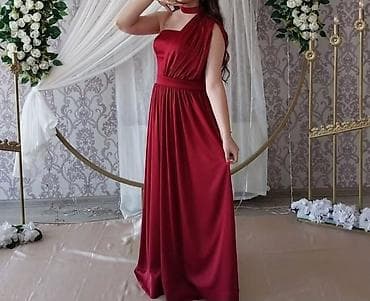 Paltolar: Bordo rəngli ziyafət donu - Model: uzun, axıcı kəsim, beldən büzməli — 1