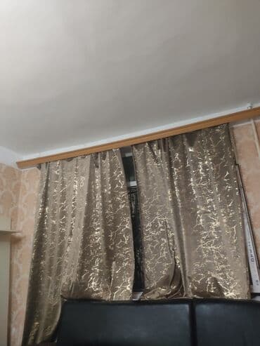 Qızılı naxışlı pərdə dəsti - Rəng: Tünd bej/qızılı parıltılı effekt -