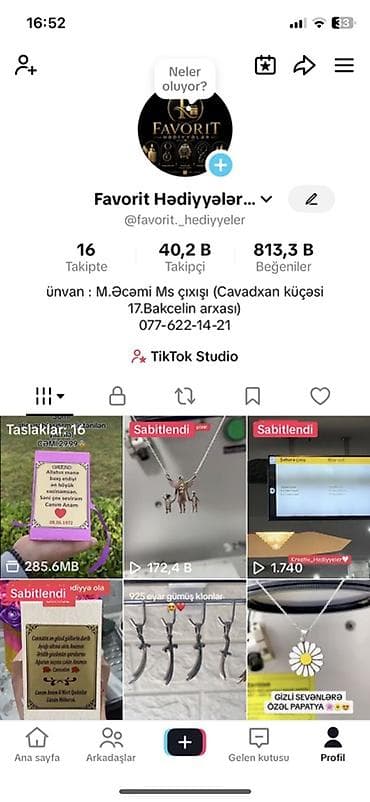 tiktok seyfe: TikTok hesabı satılır: “Favorit Hədiyyələr” brendi - Platforma — 2