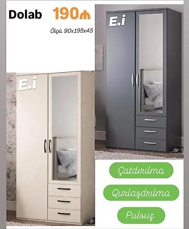 Dolab – müxtəlif ölçülərdə güzgülü model - Modellər: - 2 qapılı, 3