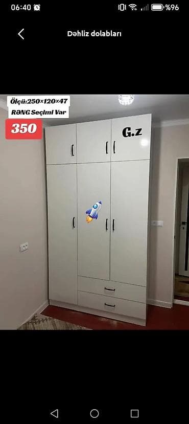 yeni unitazlar: Dəhliz dolabı - Ölçü: 250 × 120 × 47 sm - Rəng seçimi var Ağ rəngli — 1