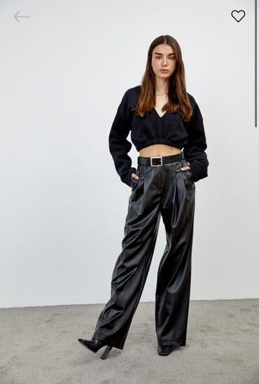 zara xs: Deri şalvar, geniş kesim. Yenidir, etiketli — 2