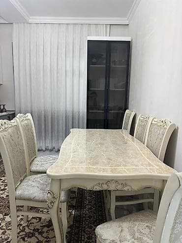mərmər masa: Klassik üslubda yemək otağı dəsti - Komplekt: 1 masa + 6 stul - Rəng — 3