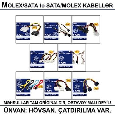 38 pin: 4/6/8/12/24pin/Molex/SATA Kabellər 📍Ünvan: Bakı şəh, Suraxanı ray — 6
