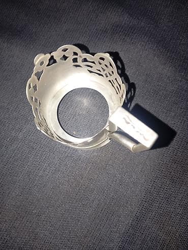 dam: Gümüş stəkanaltı (podstakanik) - Material: 875 əyarlı gümüş — 2