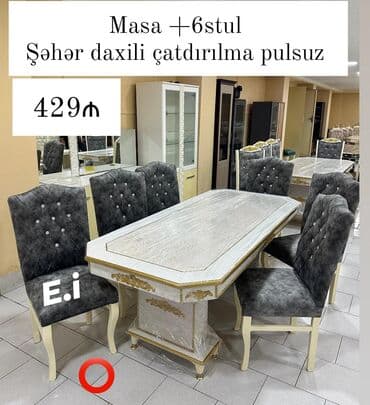 sederek ticaret merkezi stol stul: Qonaq otağı üçün, Yeni, Açılmayan, Dördbucaq masa, 6 stul — 1