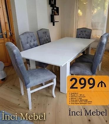 Qonaq otağı üçün, Yeni, Açılan, Dördbucaq masa, 6 stul — 1