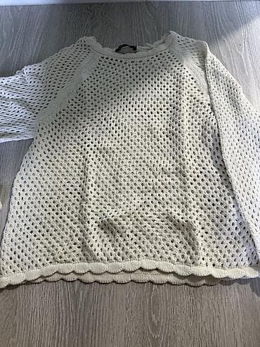 barter geyim: Qadın və kişi geyim dəsti - Krem rəngli, toxunma naxışlı kardiqan — 2