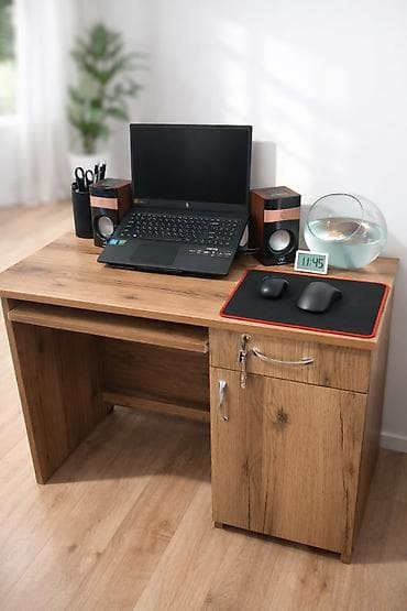 Düz masa, Polkalı, Siyirməli, Teksturalı laminat, Zəmanətsiz, Kredit yoxdur