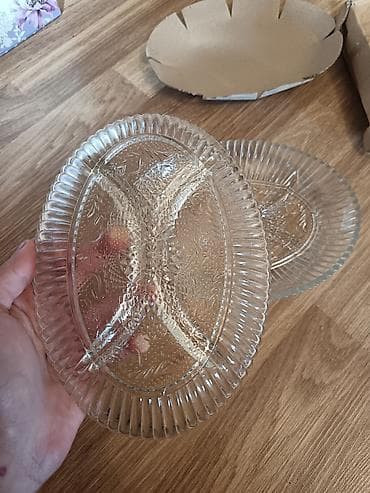 sorba qabi: Şüşə oval qablar – 2 ədəd set - Material: şəffaf şüşə - Forma: oval - — 2