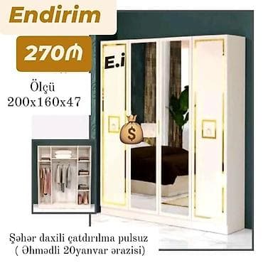 es guzguleri: Yeni, 4 qapılı, Güzgülü, Digər rəng, Digər material, Kupe, Düz dolab — 1