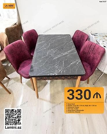 kohnə stul: Məhsul: Masa Dəsti (Kod: 3127 / 3128) - Masa ölçüləri: açıq 80 × 170 — 1