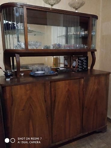 künc masa: Antik ağac mebel dəsti - Material: kütləvi ağac, təbii şpon naxışlı — 1