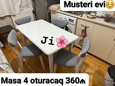 mdf metbex mebelleri: Mətbəx üçün, Açılmayan, Dördbucaq masa, 4 stul — 1