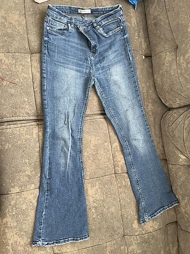 jeans: Qadın/Unisex cins şalvar dəsti Tünd mavi işçi/utility cinsi - Yüksək — 9