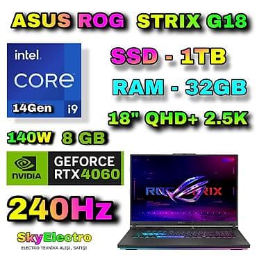 core i5: Yeni ASUS ROG, 18 ", Intel Core i9, 1 TB, Ünvandan götürmə, Pulsuz çatdırılma, Ödənişli çatdırılma — 1