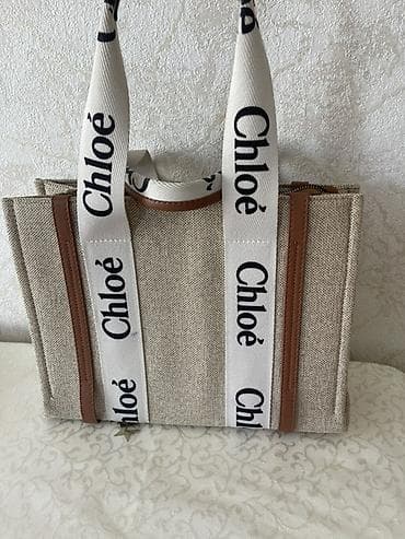 gun eynəyi: Chloé Woody tote çanta - Material: qalın bej rəngli kanvas parça — 2