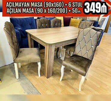 ders masaları: Qonaq otağı üçün, Yeni, Açılmayan, Dördbucaq masa, 6 stul — 10