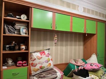 genc qiz otagi: Oğlan və qız üçün, İşlənmiş, Təknəfərlik çarpayı, Yazı masası, Dolab, Komod — 1