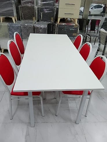 islenmis masalar: Qonaq otağı üçün, Yeni, Açılmayan, Dördbucaq masa, 6 stul — 2