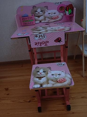ev ucun yellencek: Uşaq üçün masa-stul dəsti və ikiüzlü lövhə parda təzədir heç — 3
