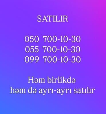 VIP nömrələr satılır: - 050 700-10-30 - 055 700-10-30 - 099 700-10-30 lalafo.az -da VIP nömrələr satılır: - 050 700-10-30 - 055 700-10-30 - 099 700-10-30