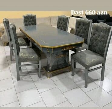 hazir kreditde olan heyet evleri: Qonaq otağı üçün, Yeni, Açılmayan, Dördbucaq masa, 6 stul — 3