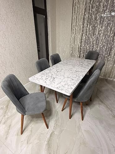 Qonaq otağı üçün, İşlənmiş, Kvadrat masa, 6 stul