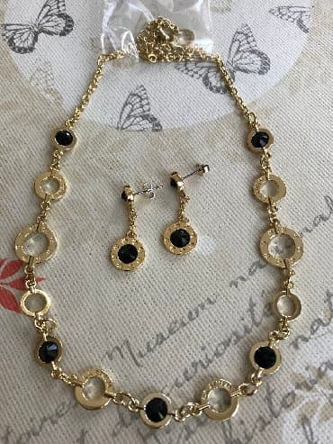 yuxuda yaxa sancağı görmək: Комплект ожерелье и серьги с черными камнями Swarovski Авторская — 1