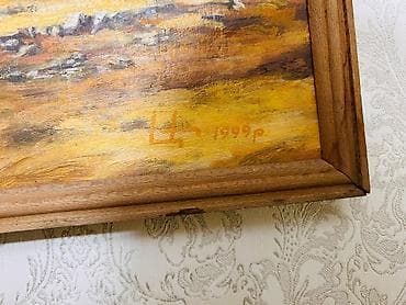 peredok velosiped satisi: Yağlı boya tablo – dağ kəndi mənzərəsi - Texnika: kətan üzərində — 2