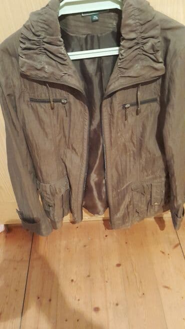 qadınlar üçün zamşa gödəkçələr: Qadın gödəkçəsi – qəhvəyi rəng - Yüngül parça, parıltılı tekstura - — 2