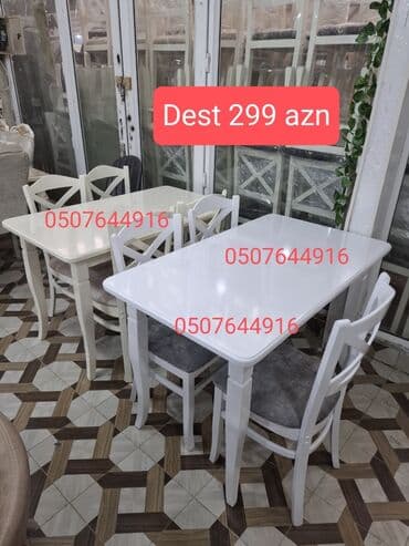 mətbəx ucun stol stullar: Mətbəx üçün, Yeni, Açılmayan, Dördbucaq masa, 4 stul — 2