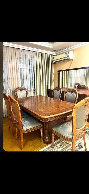 islenmis mebeller instagram: Qonaq otağı üçün, Açılmayan, Dördbucaq masa, 6 stul — 1