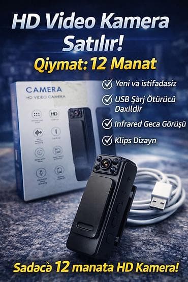 HD Video Kamera – mini geyilə bilən model Xüsusiyyətlər: - 1080P Full