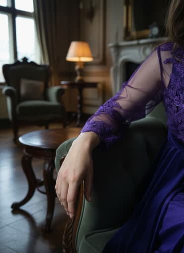 Bənövşəyi rəngdə zərif ziyafət/gecə geyimi. - Material: əsas hissə — 1