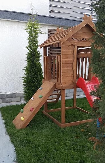 uşağ: Həyətyanı sahələr üçün taxta uşaq oyun kompleksi - Material: təbii — 3