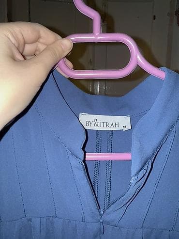 Qadın geyimləri: Mavi rəngli uzun don - Stil: Sadə və zərif, tamörtülü kəsim - Yaxa — 7