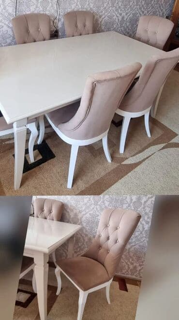 Masa dəsti 6 oturacaq Satılır 360₼ Masa bağlı1.80, açıq 2.10