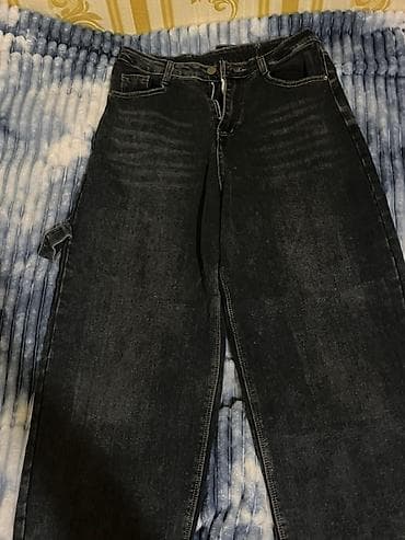 qara botinkalar: Qara yuyulmuş effekti olan cins şalvar - Parça: qalın denim - Rəng — 1
