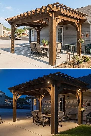 lupa led: Taxta Pergola – bağ və həyət üçün estetik kölgəlik sistemi - — 3